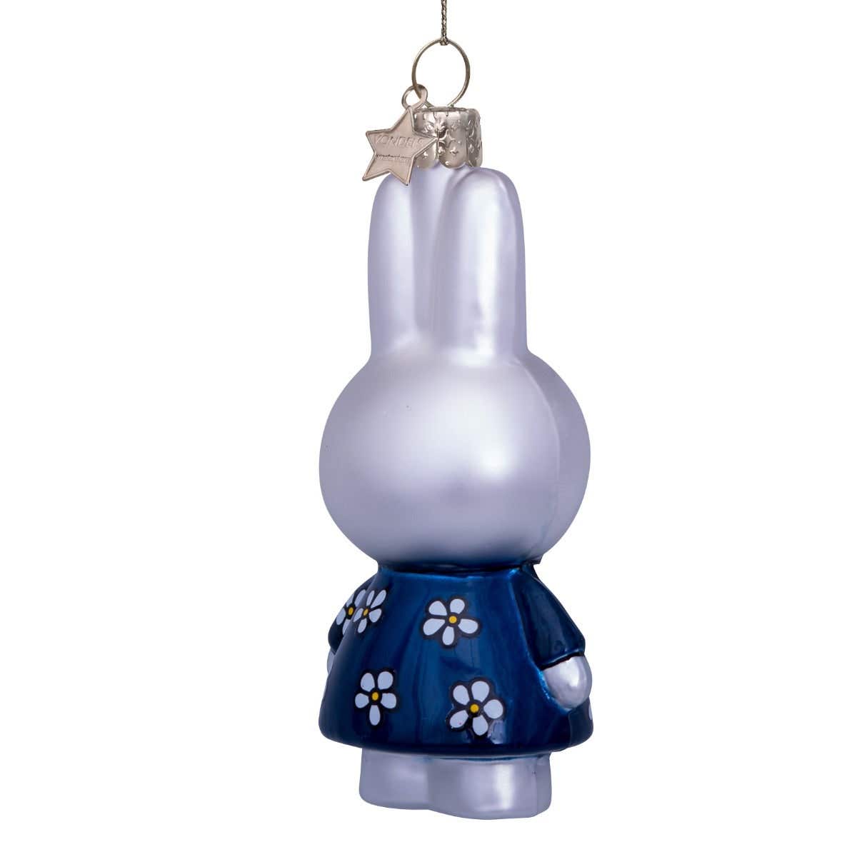Vondels Kersthanger Nijntje met blauw bloemen jurkje 11 cm