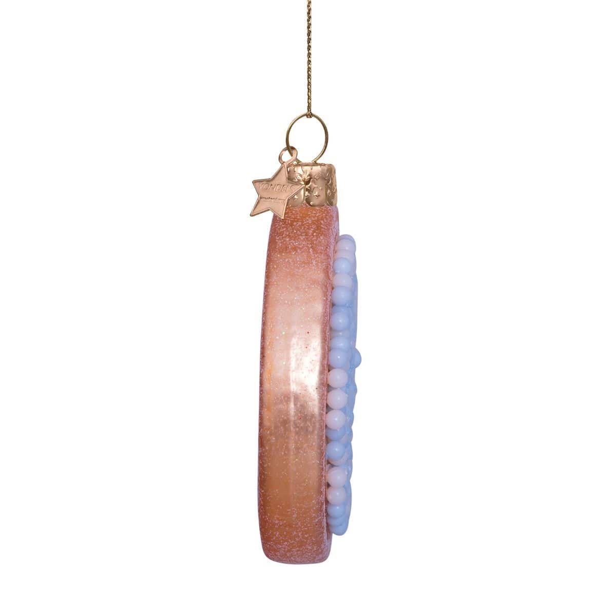 Vondels Kersthanger blauw/wit beschuitje 8.5 cm