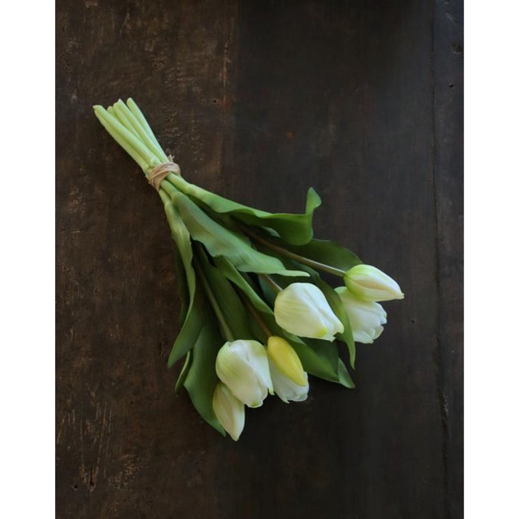 Kunstbloem tulpenbundel wit 7 stelen 30 cm