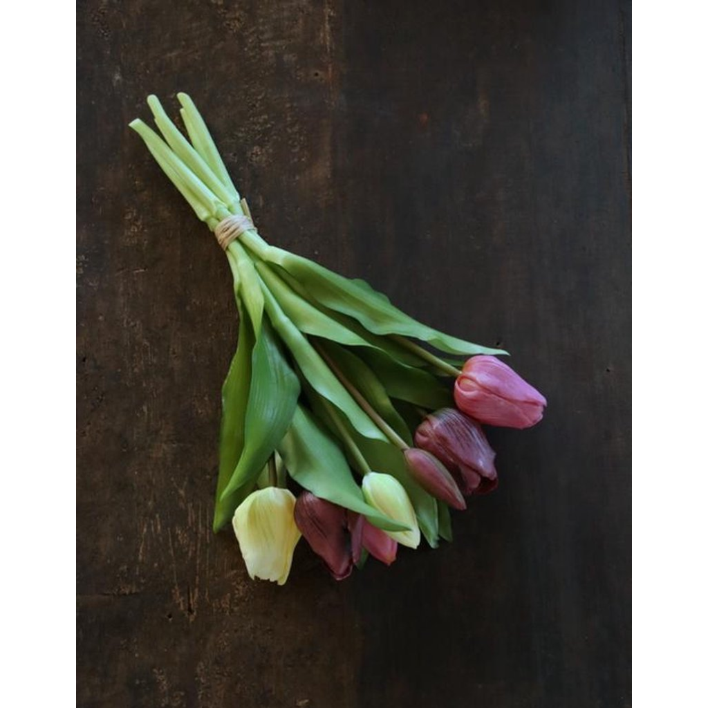 Kunstbloem tulpenbundel mauve 7 stelen 30 cm