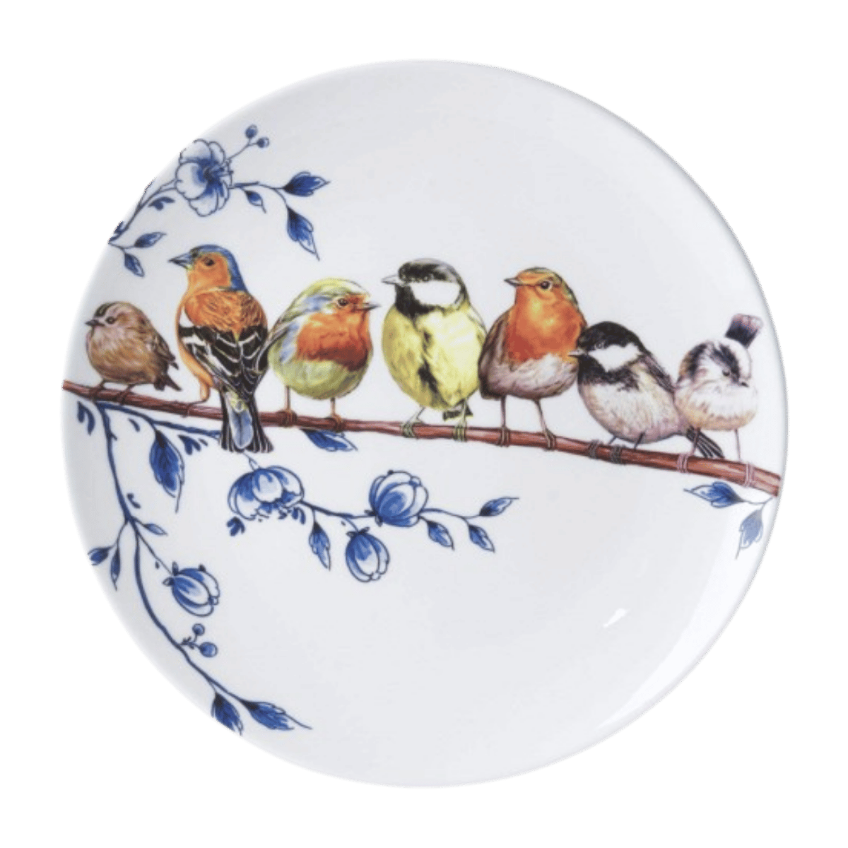 Heinen Delfts Blauw Bord Bosvogels