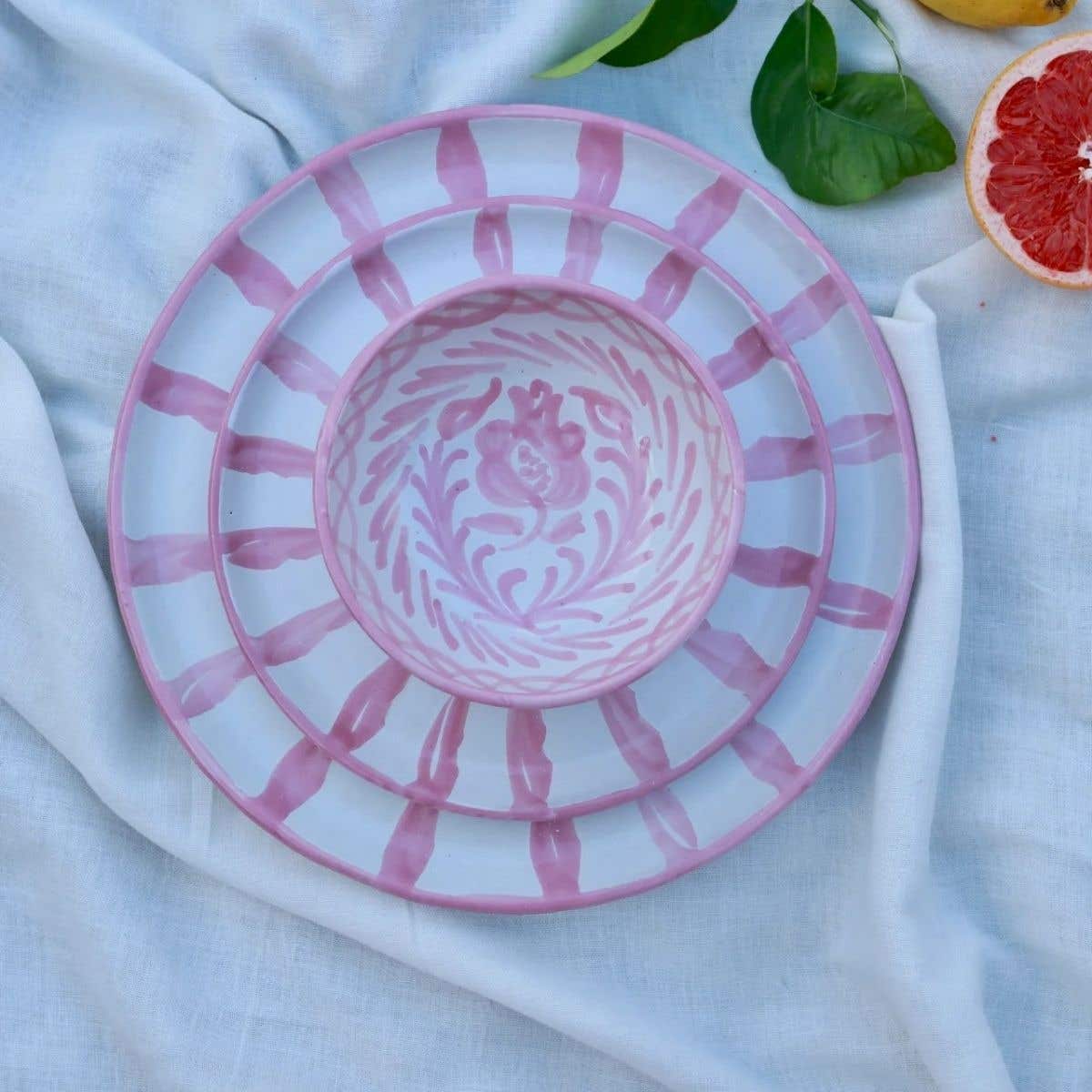 Lenta Living Ontbijtbord Granada Streep Roze 22 cm
