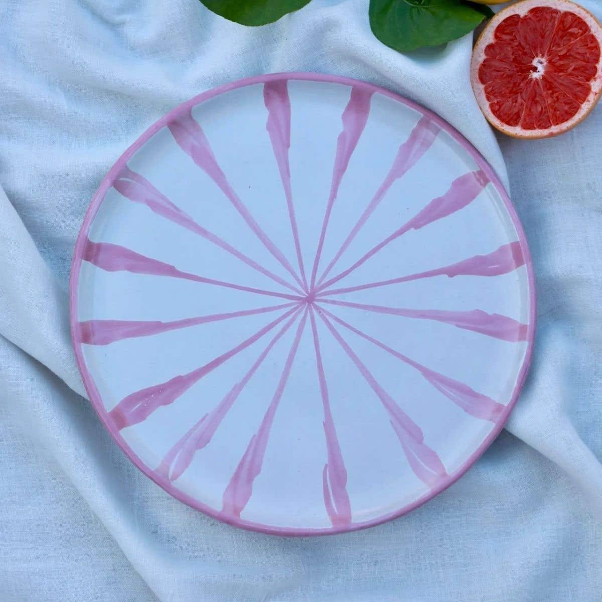 Lenta Living Ontbijtbord Granada Streep Roze 22 cm