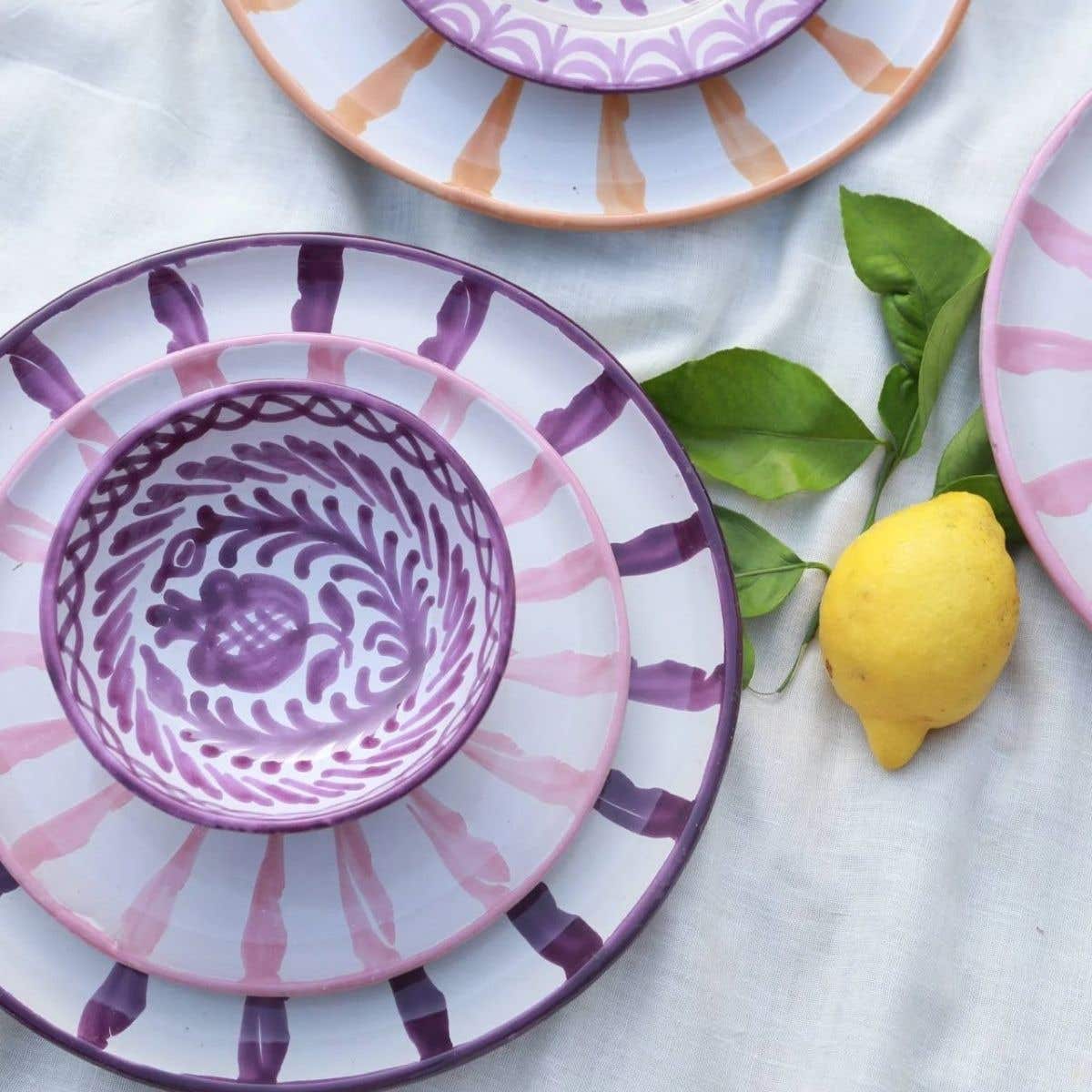 Lenta Living Dinerbord Granada Streep Roze 28 cm