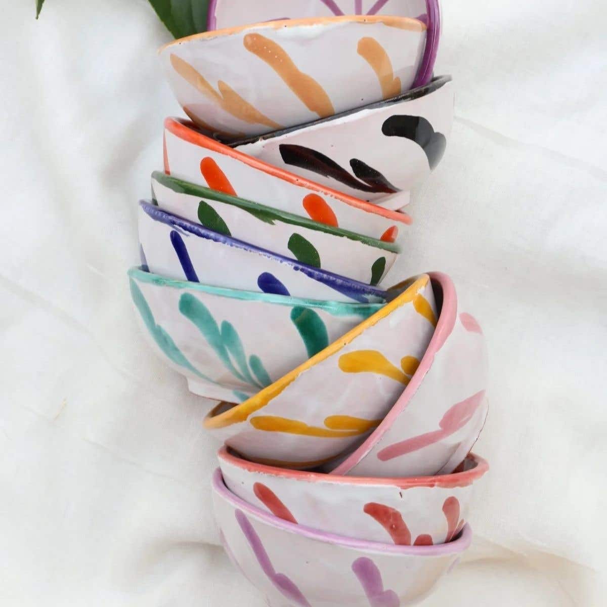 Lenta Living Tapas Schaaltje Streep Coral 10 x 4 cm
