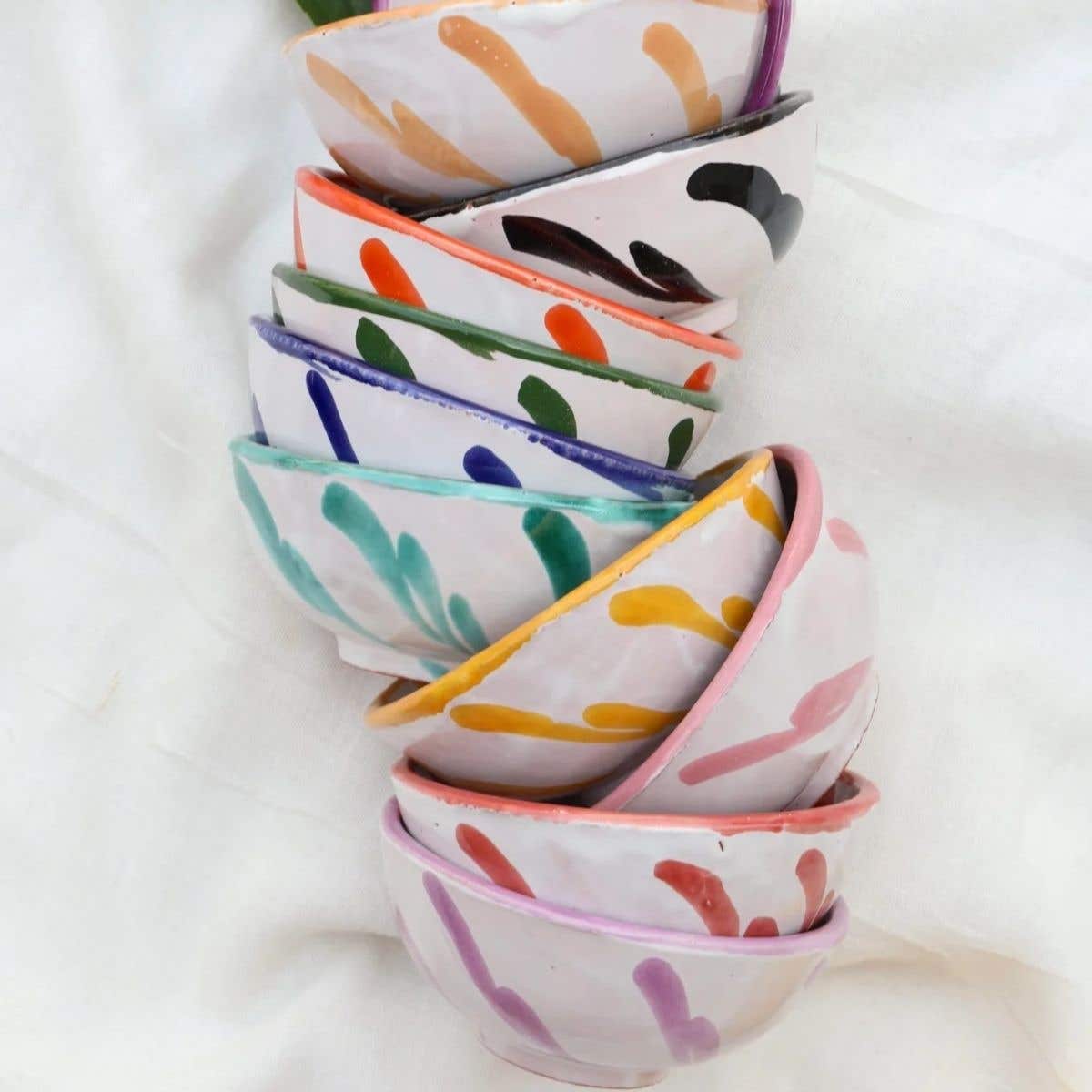 Lenta Living Tapas Schaaltje Streep Roza 10 x 4 cm