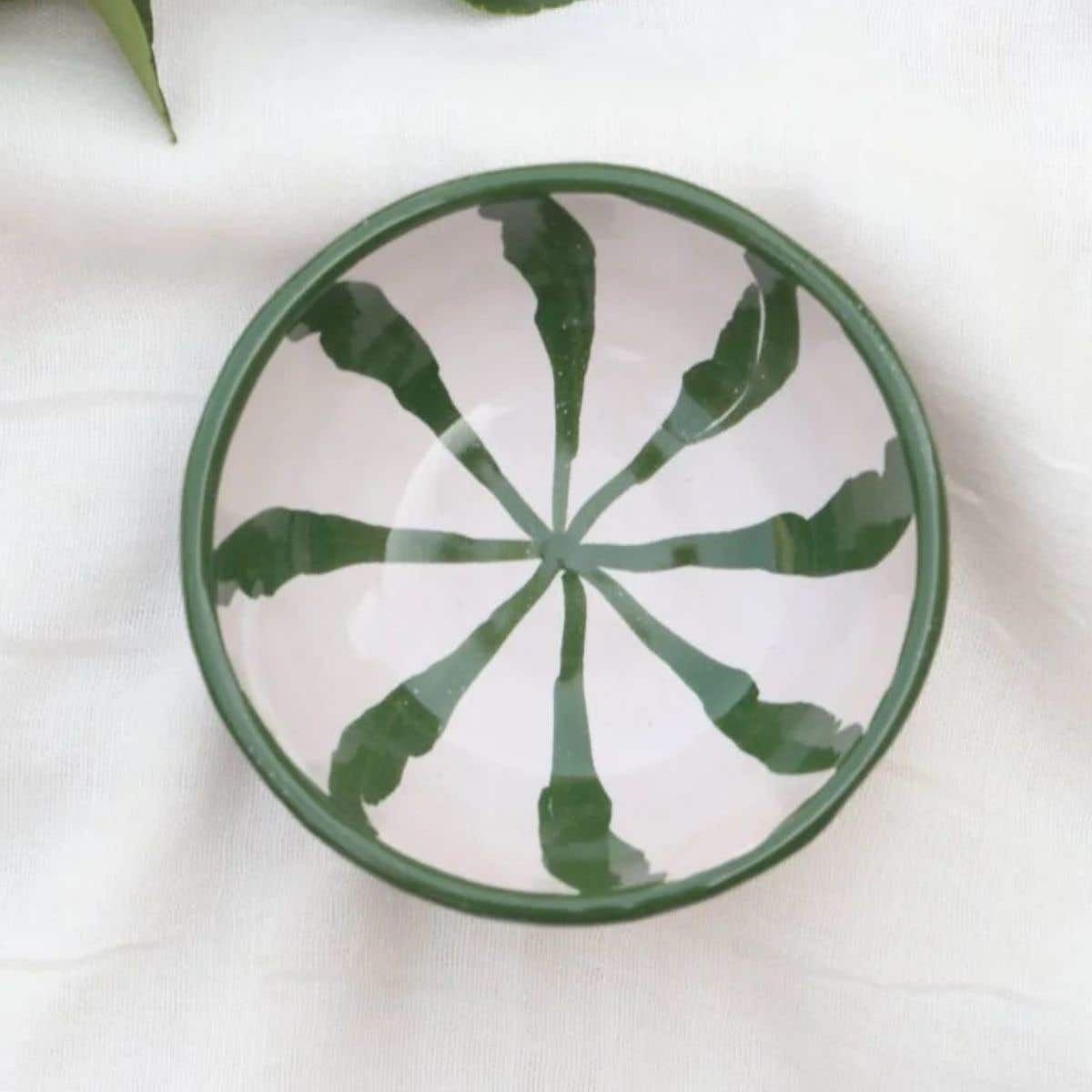 Lenta Living Tapas Schaaltje Granada Streep Verde Oliva 10 x 4 cm