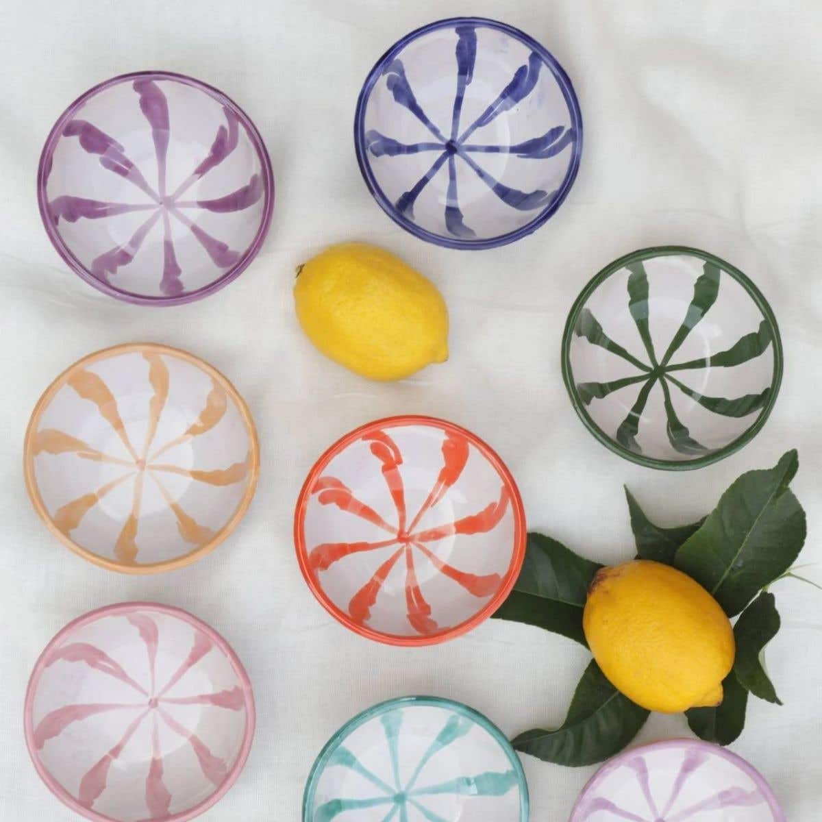 Lenta Living Tapas Schaaltje Granada Streep Verde Oliva 10 x 4 cm