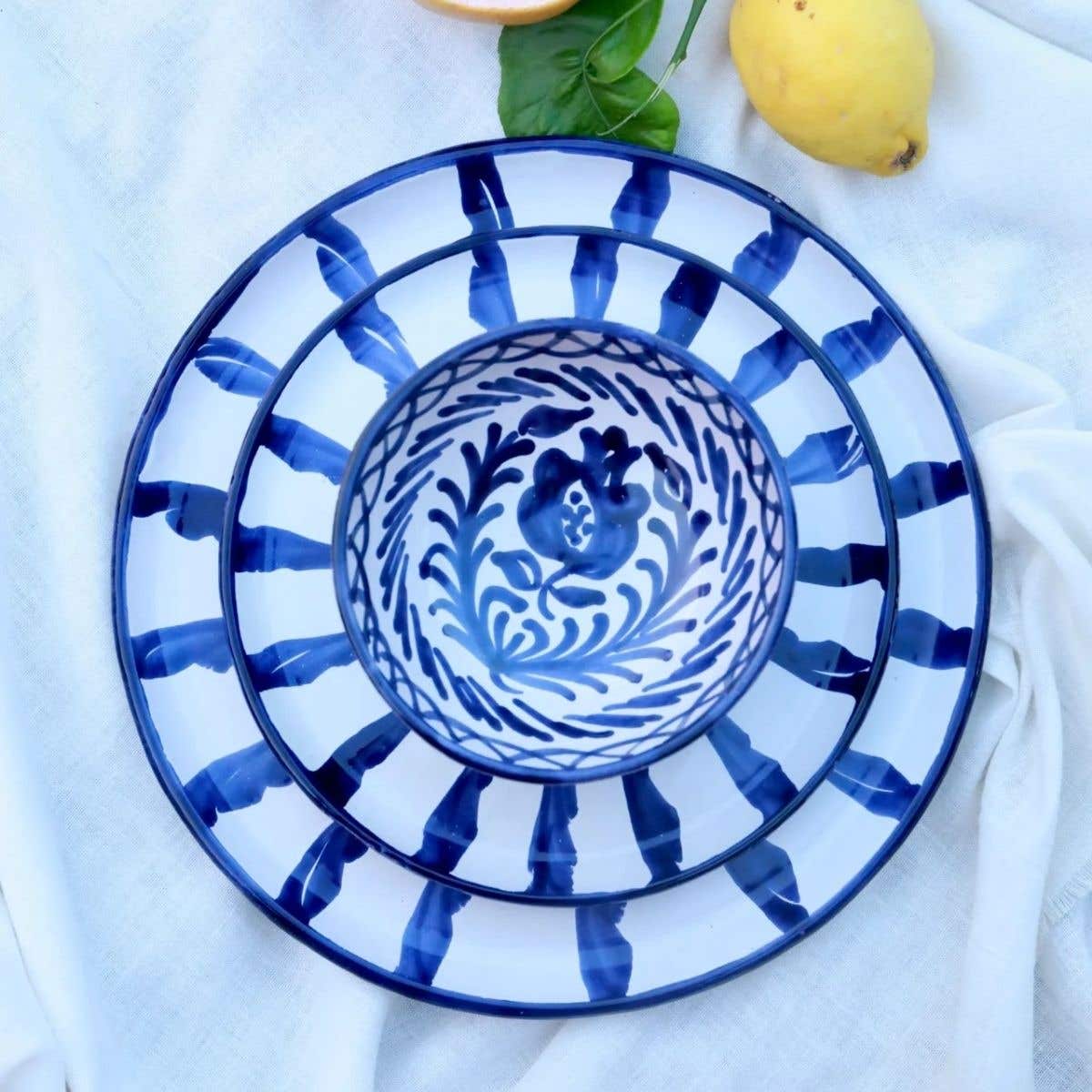 Lenta Living Dinerbord Granada Streep Azul 28 cm