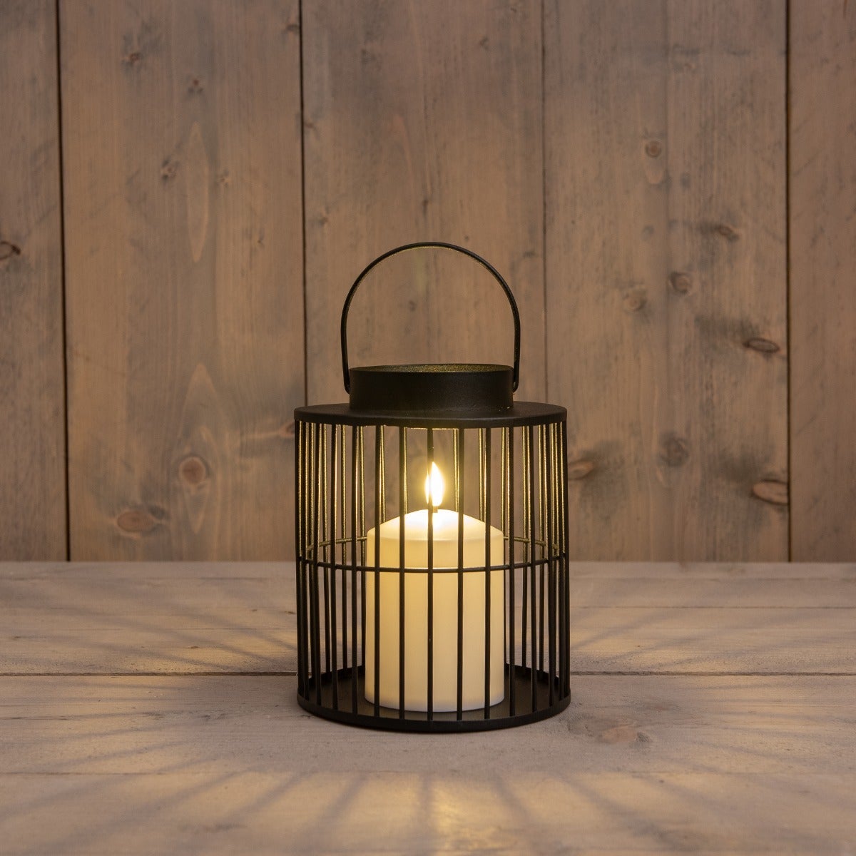 Anna's Collection Lantaarn met kaars zwart 15 x 18 cm