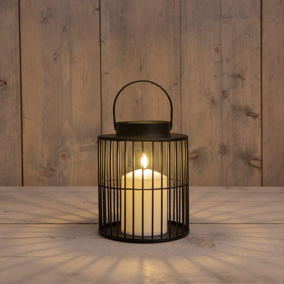 Anna's Collection Lantaarn met kaars zwart 15 x 18 cm