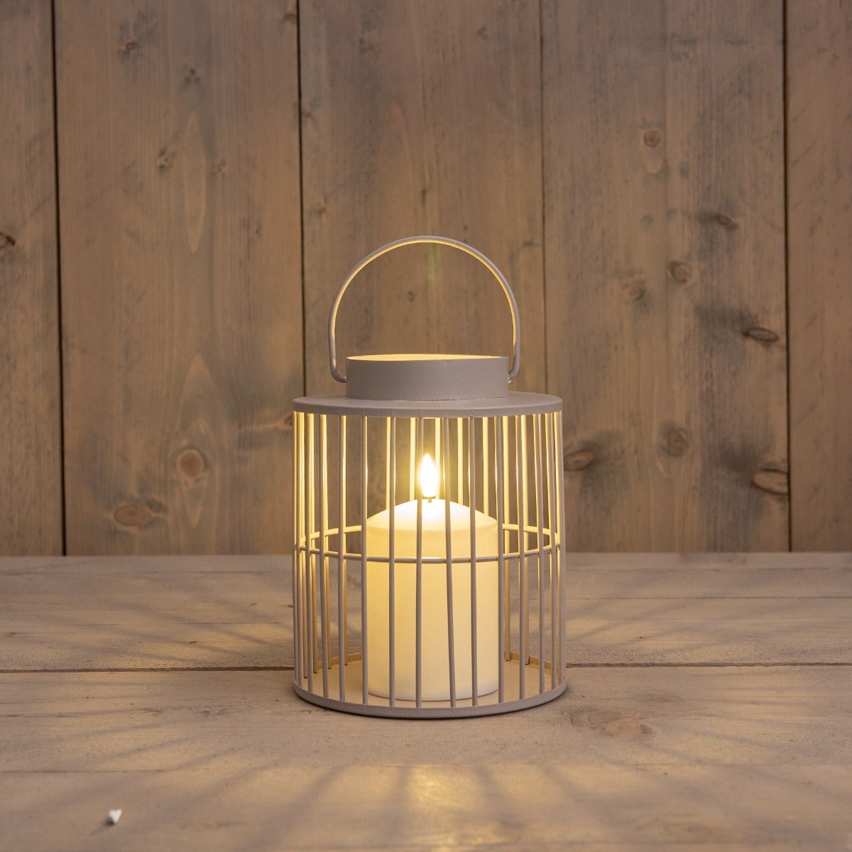 Anna's Collection Lantaarn met kaars zand 15 x 18 cm