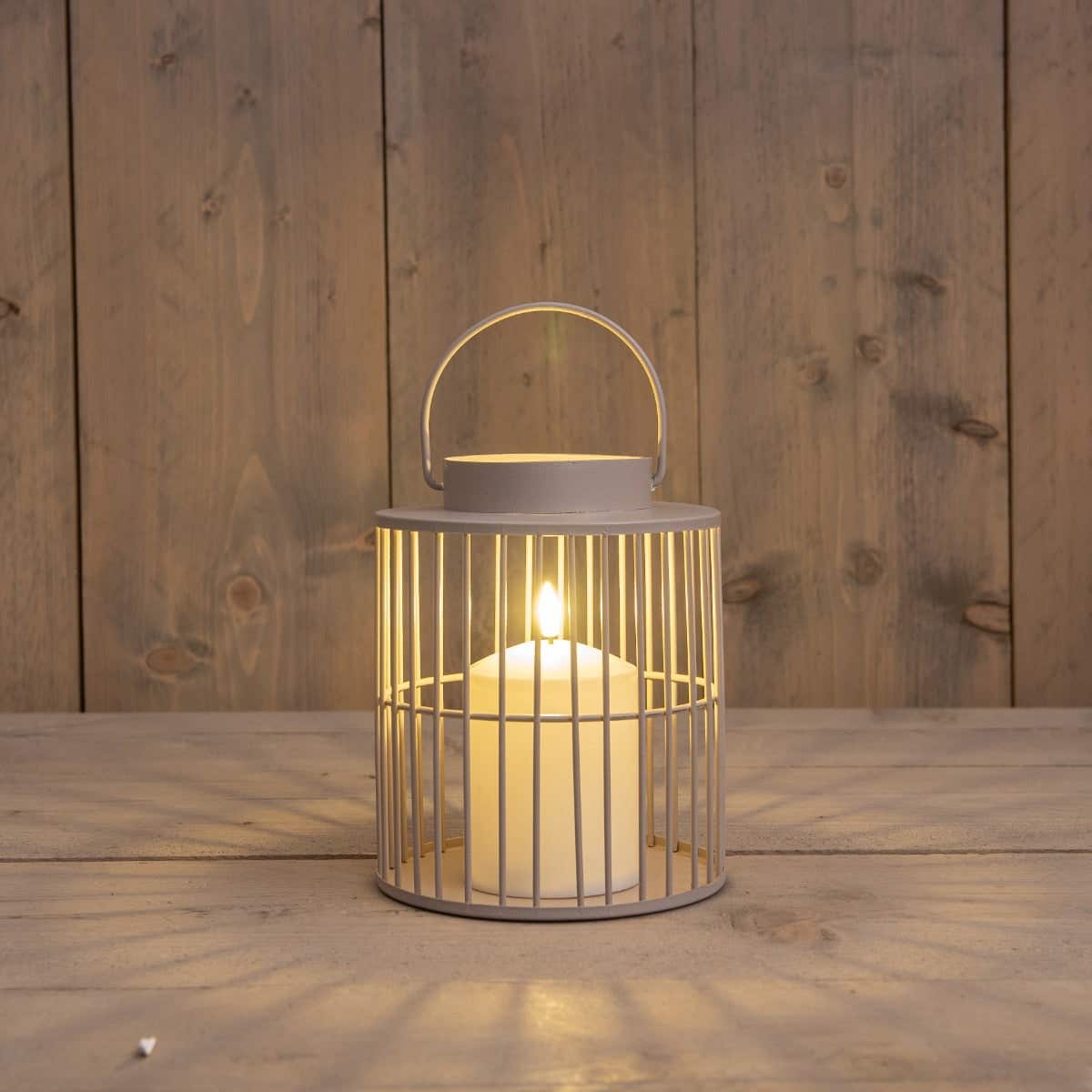 Anna's Collection Lantaarn met kaars zand 15 x 18 cm
