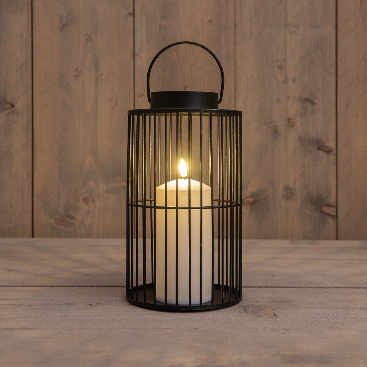 Anna's Collection Lantaarn met kaars zwart 15 x 26 cm