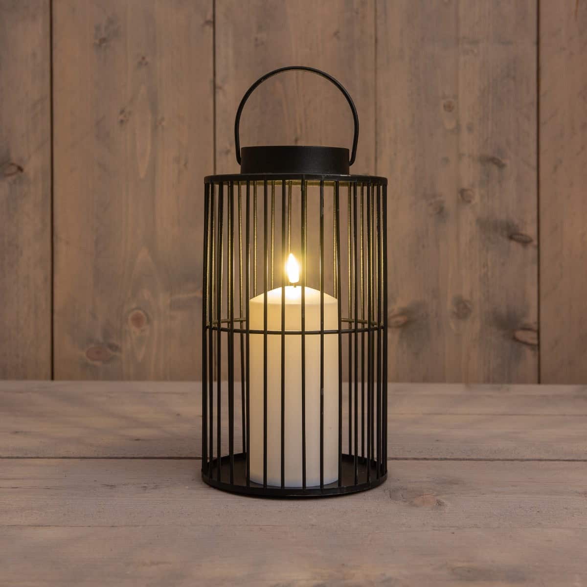 Anna's Collection Lantaarn met kaars zwart 15 x 26 cm