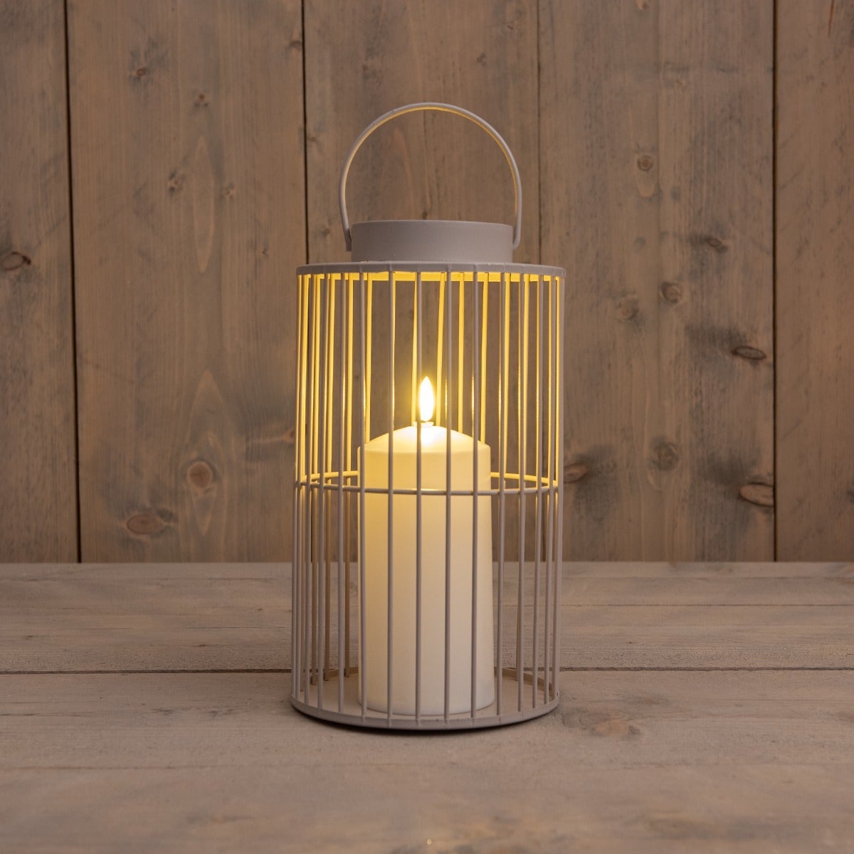 Anna's Collection Lantaarn met kaars zand 15 x 26 cm