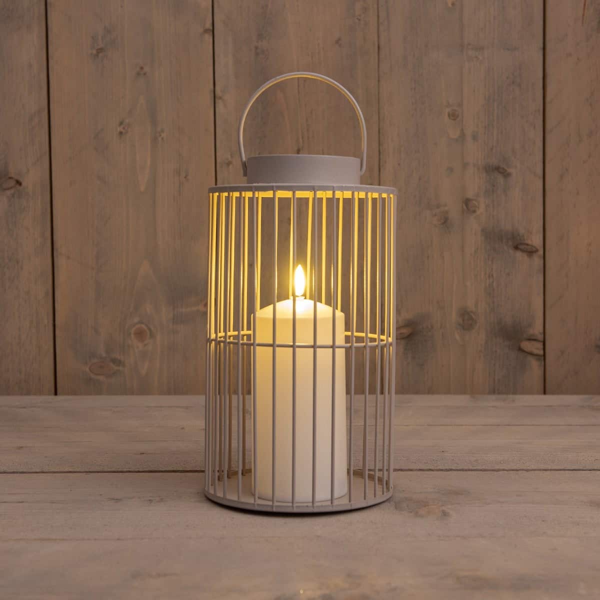Anna's Collection Lantaarn met kaars zand 15 x 26 cm