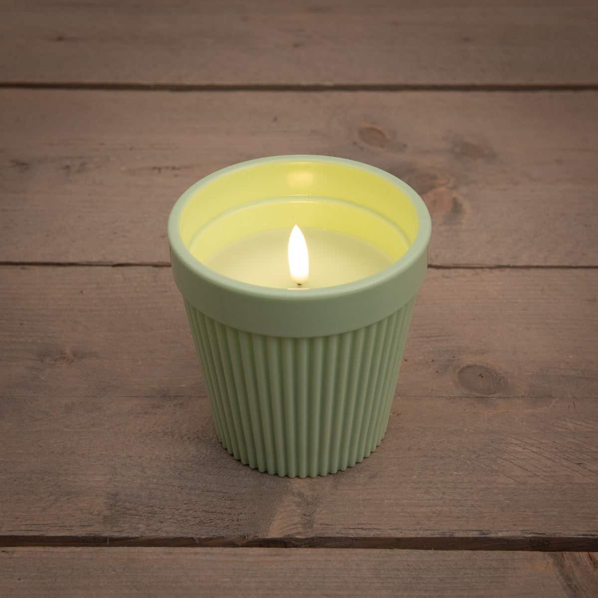 Anna's Collection Buitenkaars in pot 3D vlam groen 11 cm