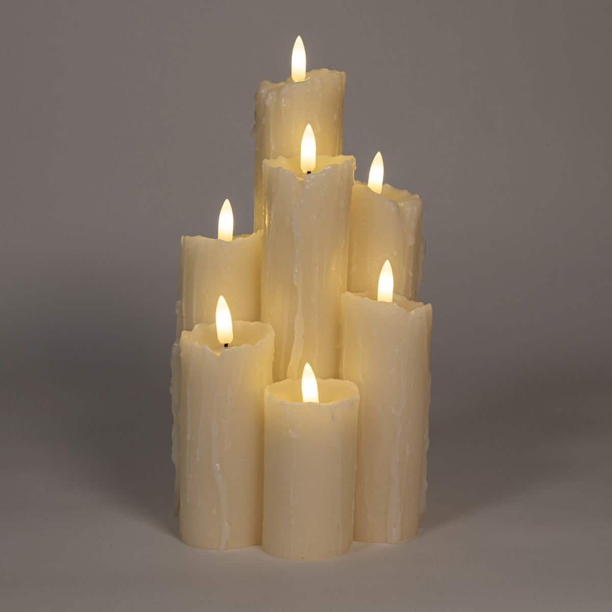 Anna's Collection Druipkaars Ivoor 7 lichtjes 3D Vlam