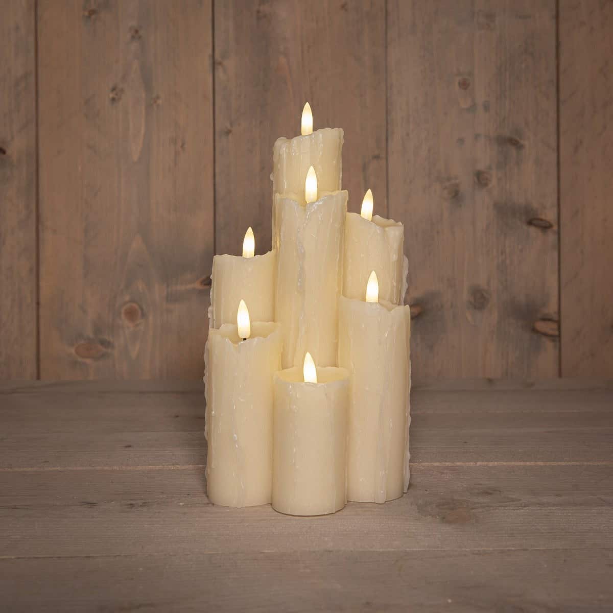 Anna's Collection Druipkaars Ivoor 7 lichtjes 3D Vlam