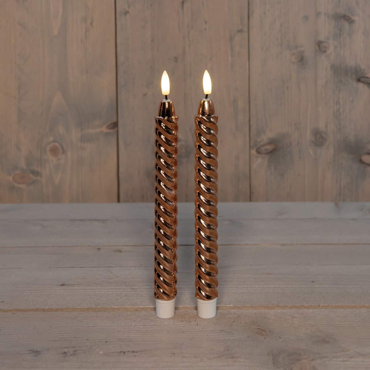Dinerkaars Koper Swirl 3D vlam 2 stuks 25 cm
