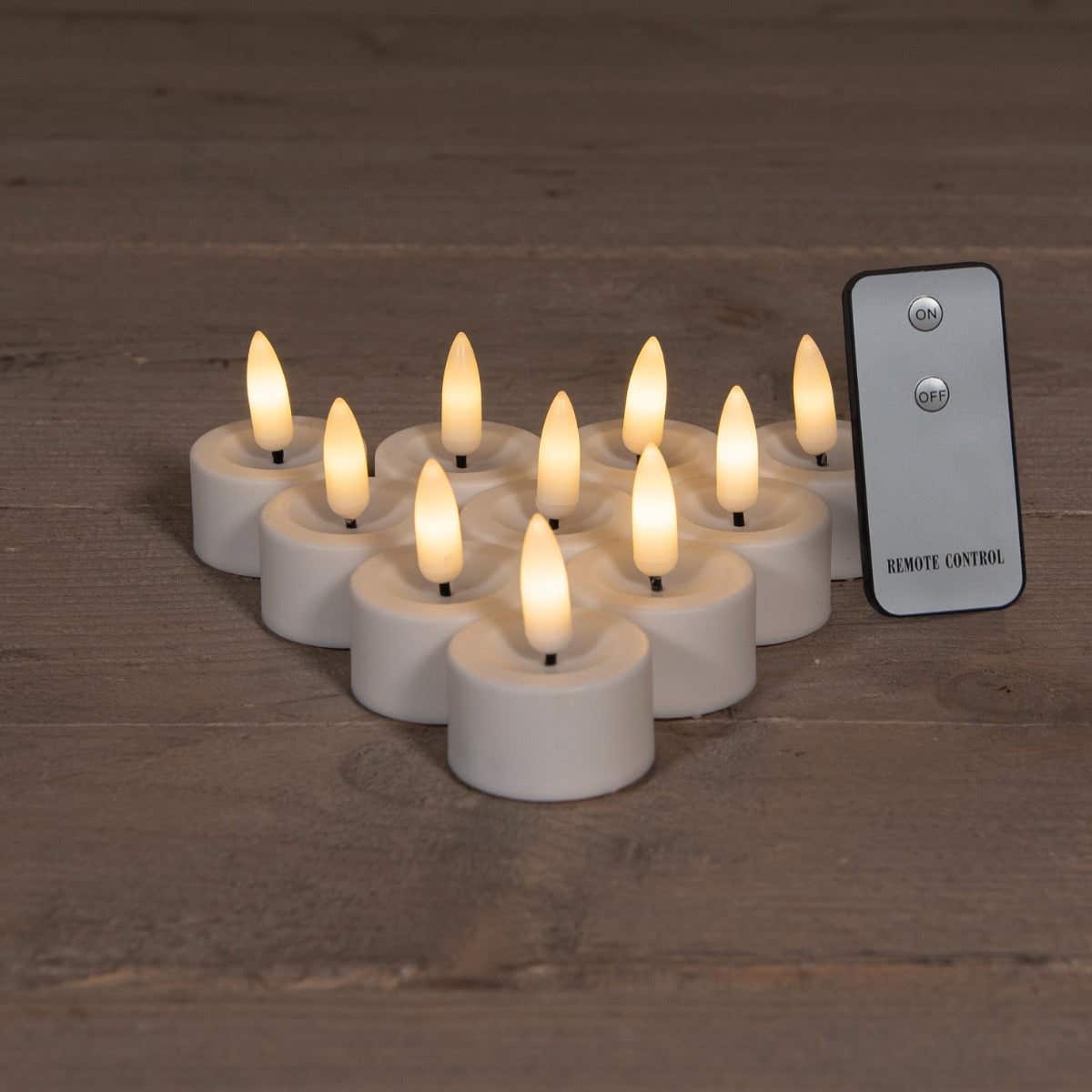 Theelicht LED 3D vlam 10 stuks wit