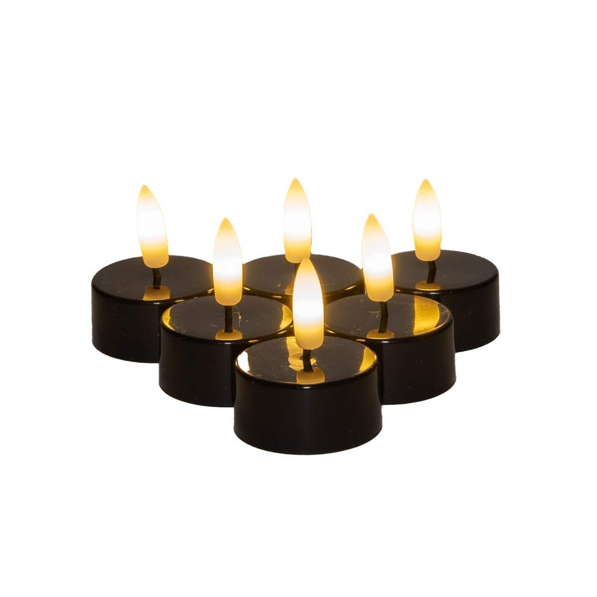 Theelicht LED 3D vlam 6 stuks zwart