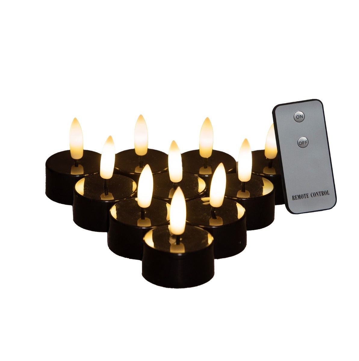 Theelicht LED 3D vlam 10 stuks zwart