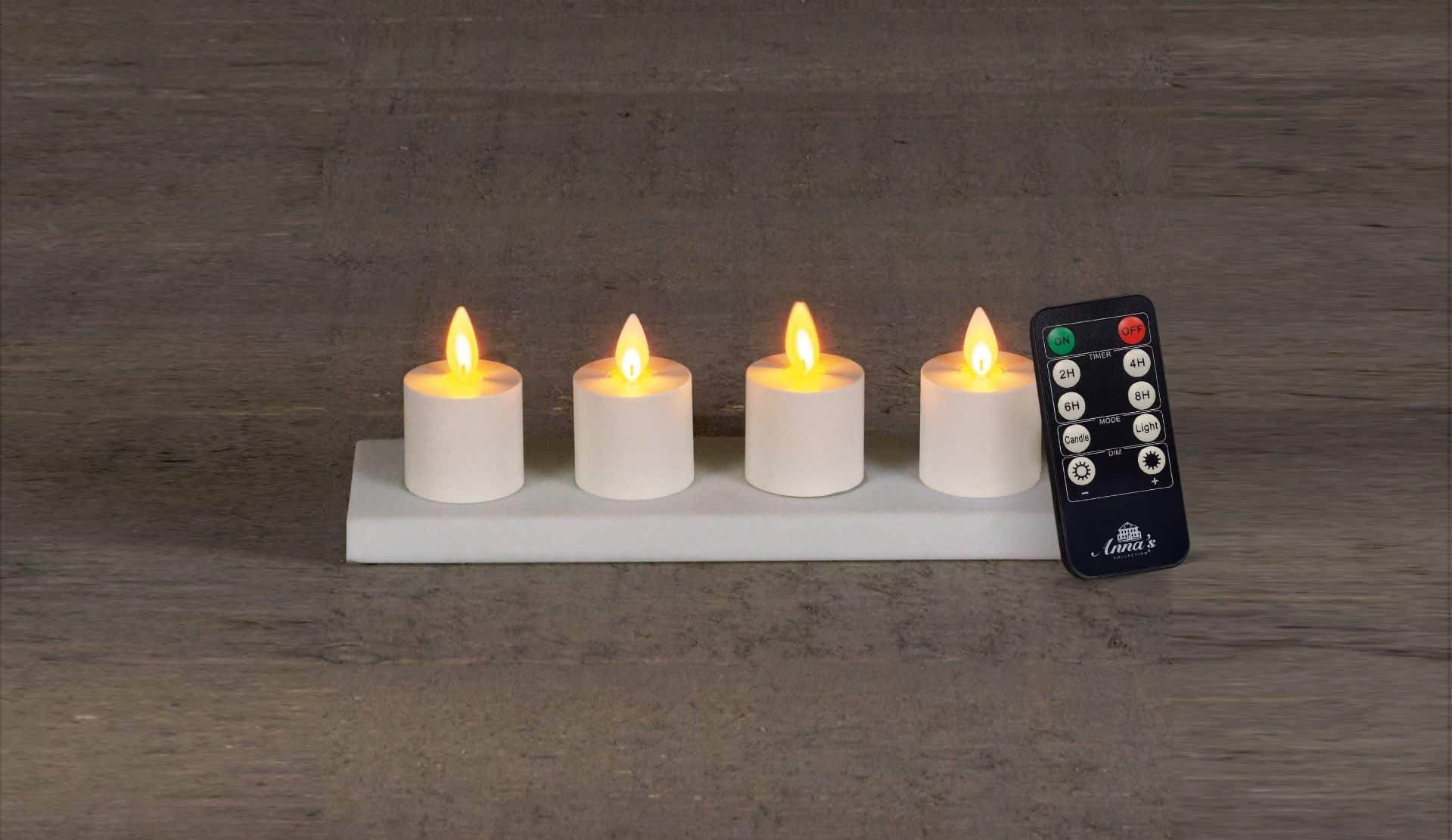 Theelicht LED wit oplaadbaar 4 stuks