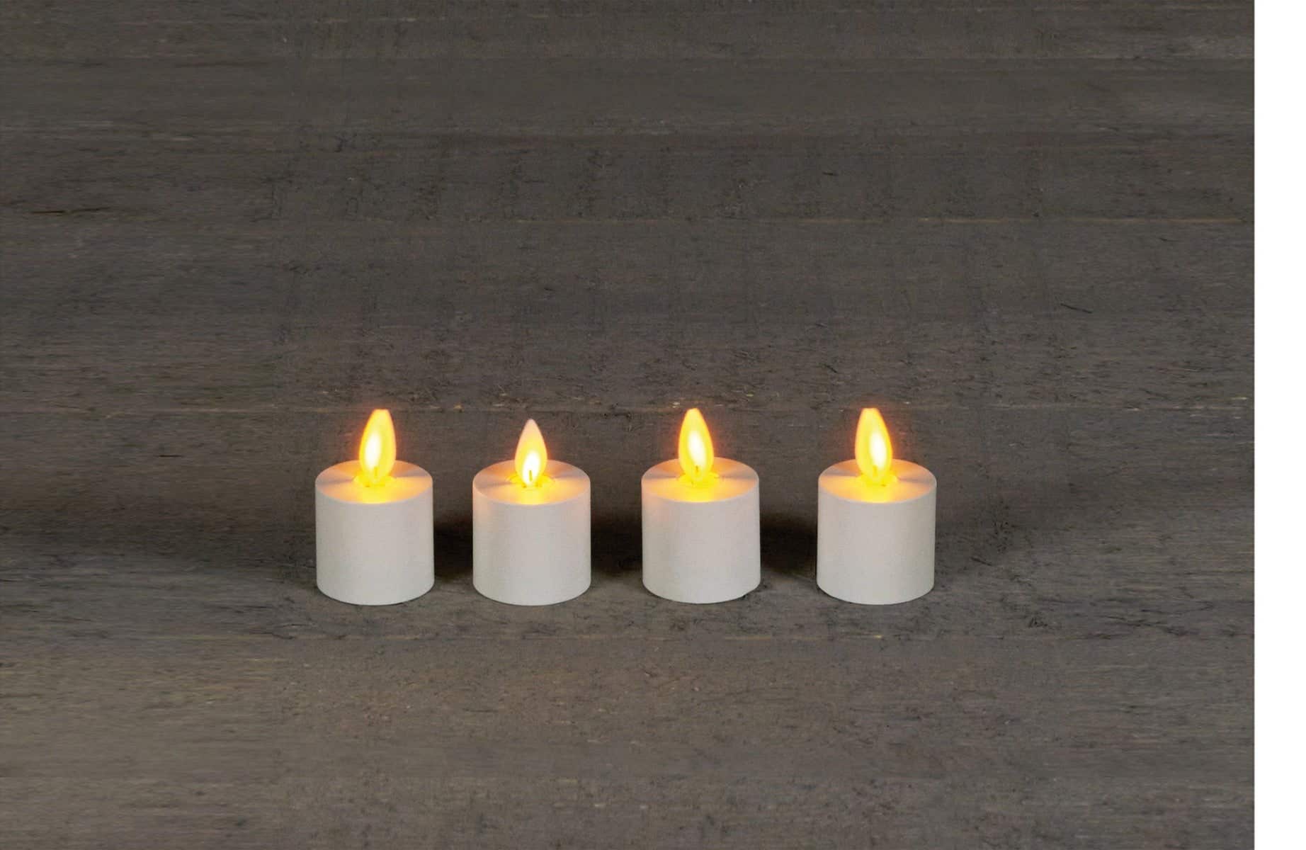 Theelicht bewegende vlam uitbreidingset 4 stuks wit 3.8 x 6 cm