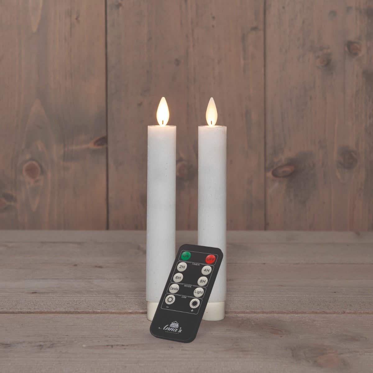 Dinerkaars LED Wax Wit 18 cm 2 stuks met afstandsbediening