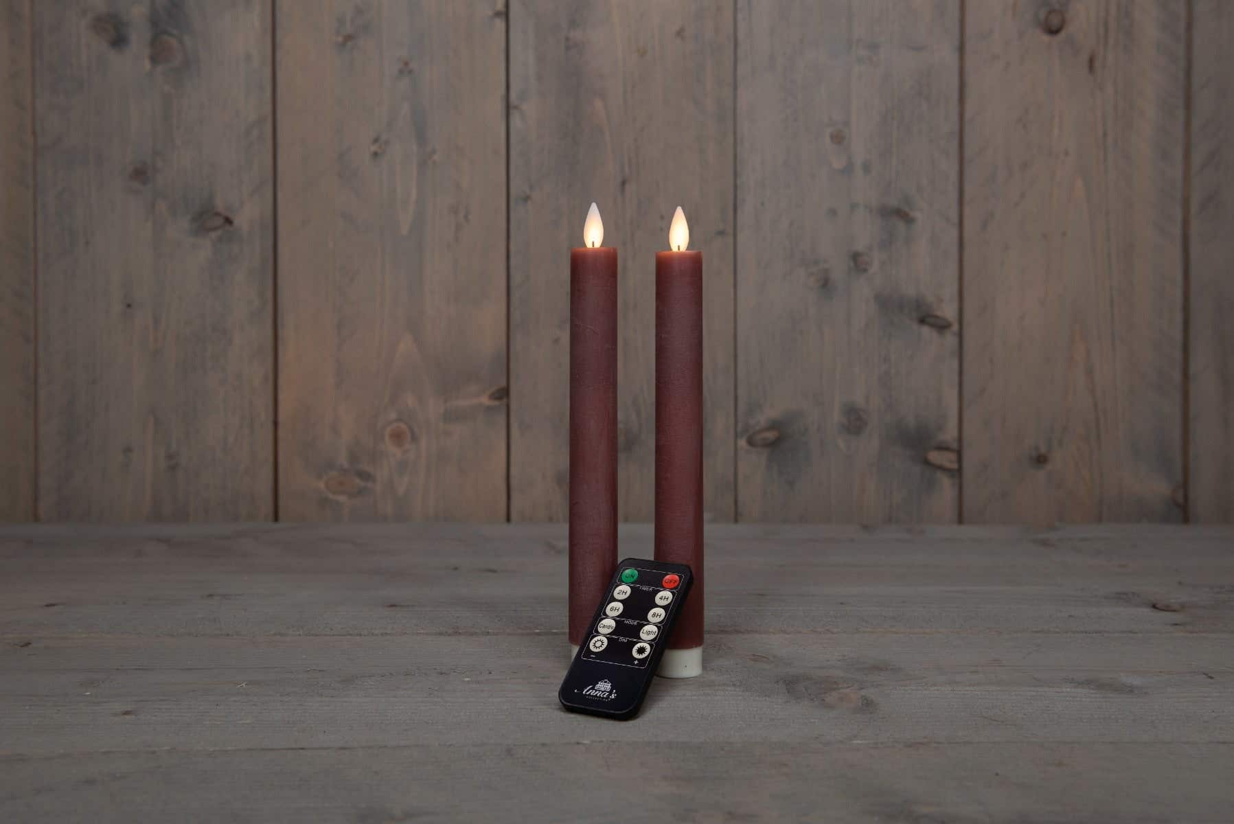 Dinerkaars LED Wax Roze 23 cm 2 stuks met afstandsbediening