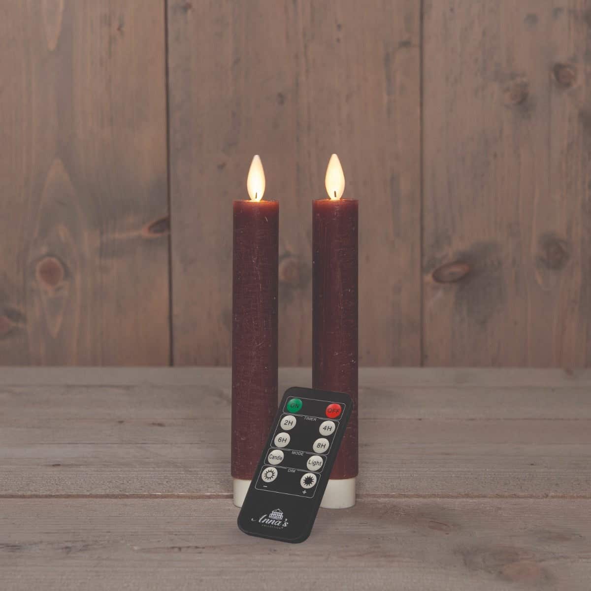 Dinerkaars LED Wax Antiek Roze 18 cm 2 stuks met afstandsbediening