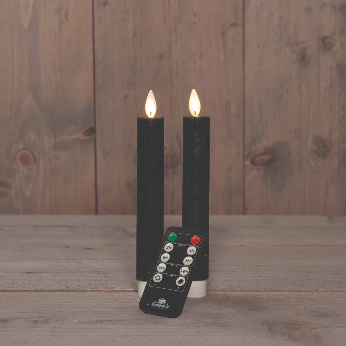 Dinerkaars LED Wax Antiek Groen 18 cm 2 stuks met afstandsbediening