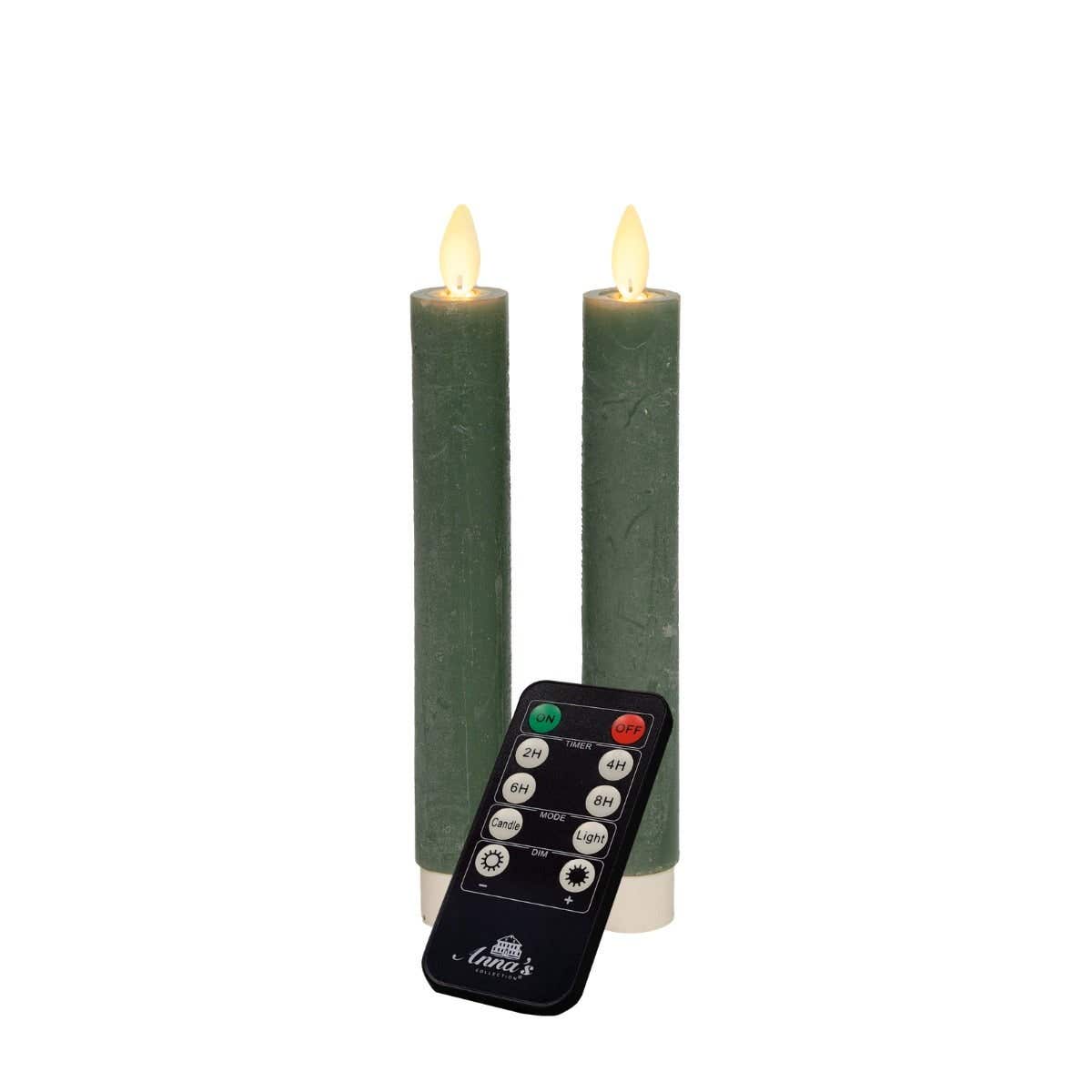 Dinerkaars LED Wax Jade Groen 18 cm 2 stuks met afstandsbediening