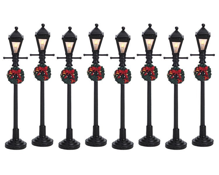 Lemax Gas Lantern Street Lamp 8 stuks set van 8
