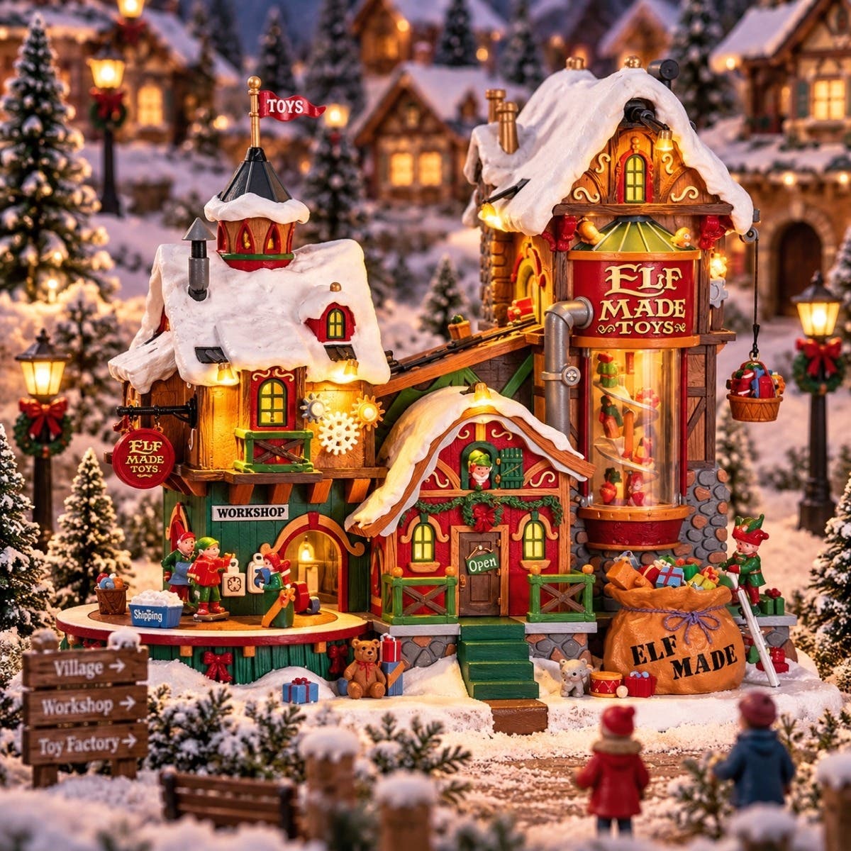 Lemax Kerstdorphuisje Elf Made Toy Factory met Verlichting 30 x 26.5 x 18 cm