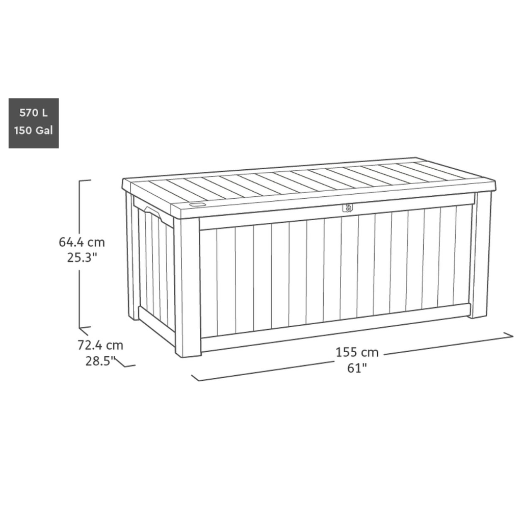 Keter Opbergbox Westwood Antraciet 570 L 155 x 72.4 x 64.4 cm