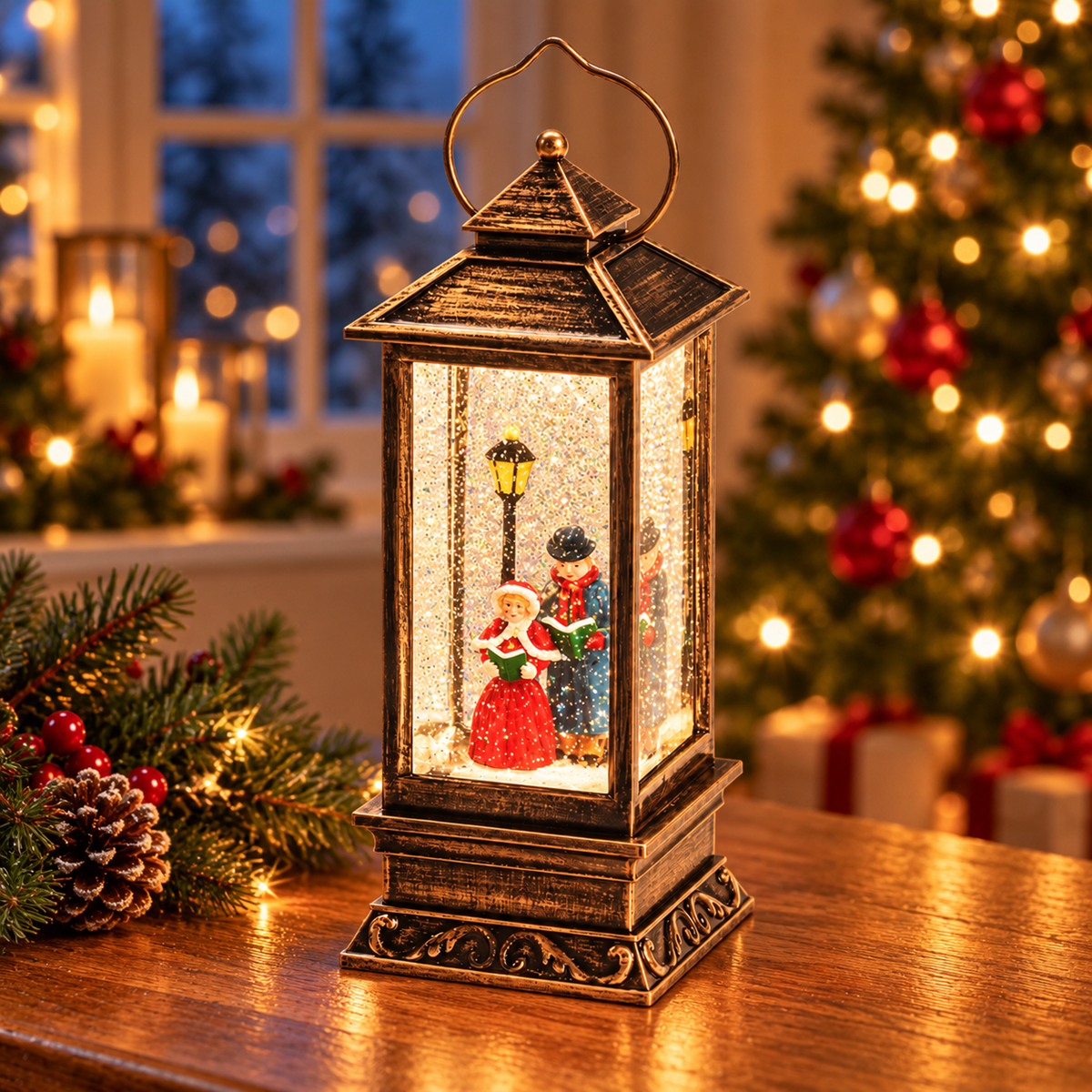 Konstsmide Verlicht Kerstfiguur Sneeuwlantaarn Carol Zangers 27 x 10.5 cm