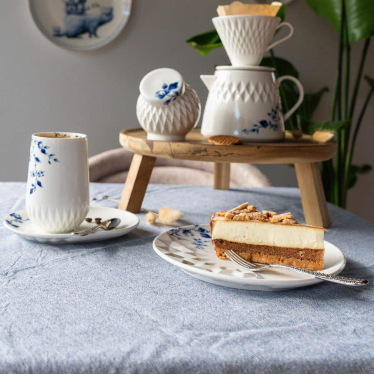 Heinen Delfts Blauw Vouw Gebaksschoteltje