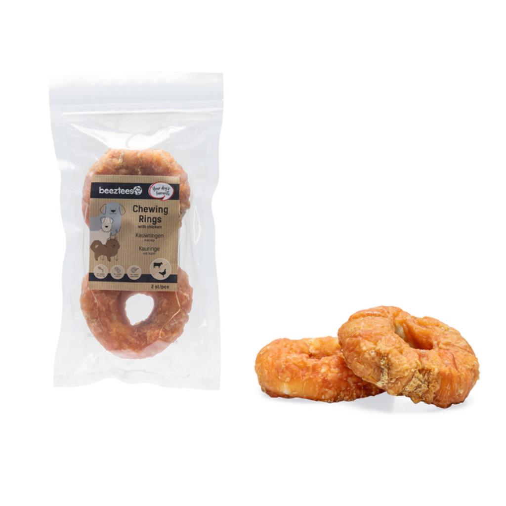 Beeztees kauwring met kip 2 stuks 7.5 cm