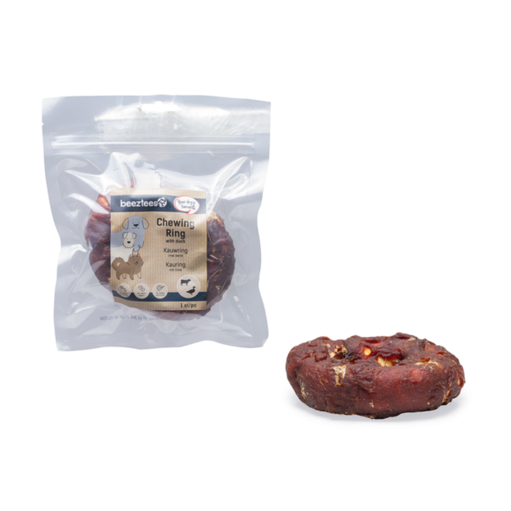 Beeztees kauwring met eend 12.5 cm