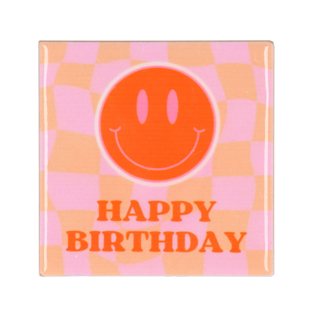Tegel Birthday Roze, Oranje 10 x 10 cm