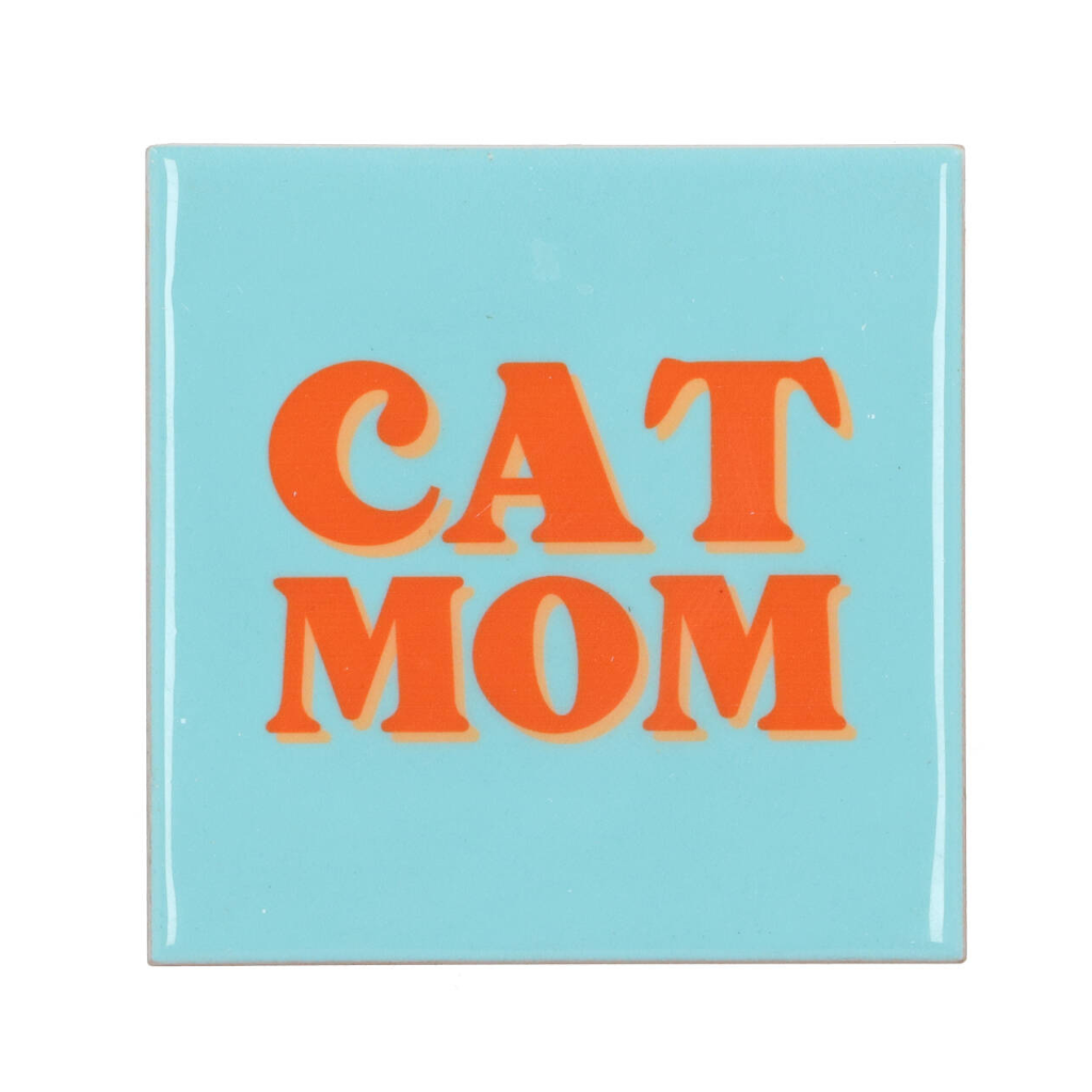 Tegel Cat Mom Blauw 10 x 10 cm