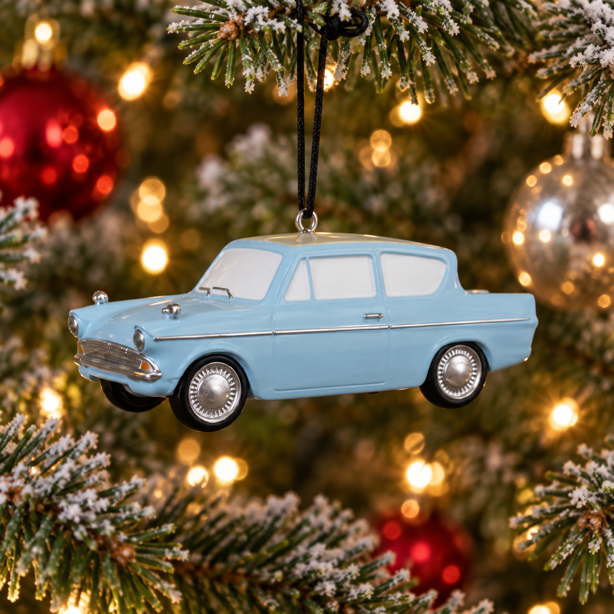 Kurt Adler Kerstornament Vliegende Auto Blauw