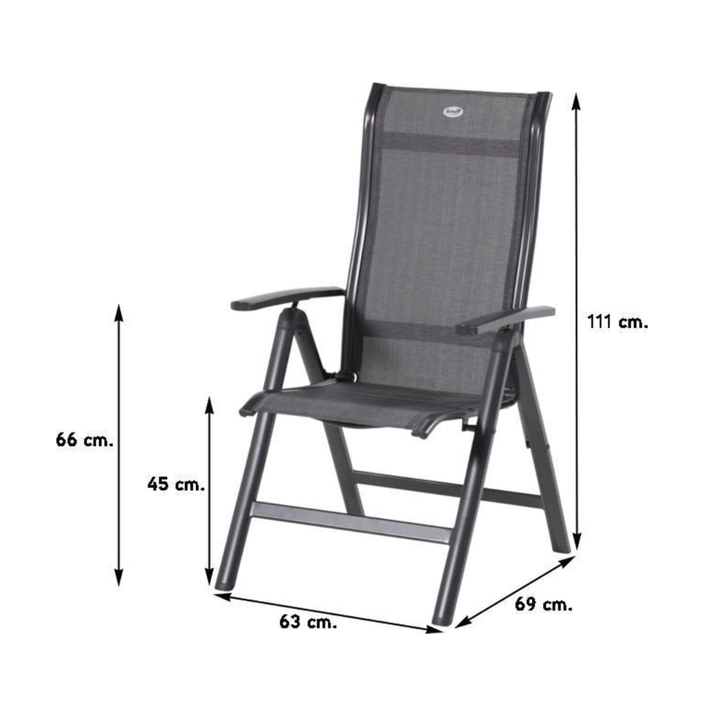 Hartman Verstelbare Tuinstoel Alice Antraciet 63 x 68 x 110 cm