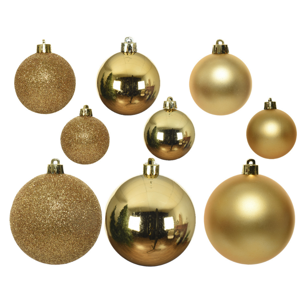 Decoris Kerstballen kunststof licht goud 30 stuks 4-5-6 cm