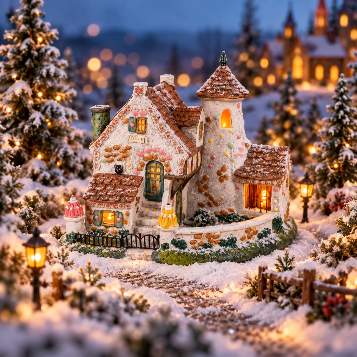 Efteling Kerstdorphuisje Huis van Hans en Grietje met Verlichting 22 x 15 x 14 cm