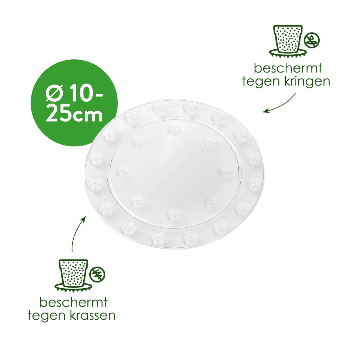 Elho Floorprotector Rond Transparant 15 x 2 cm