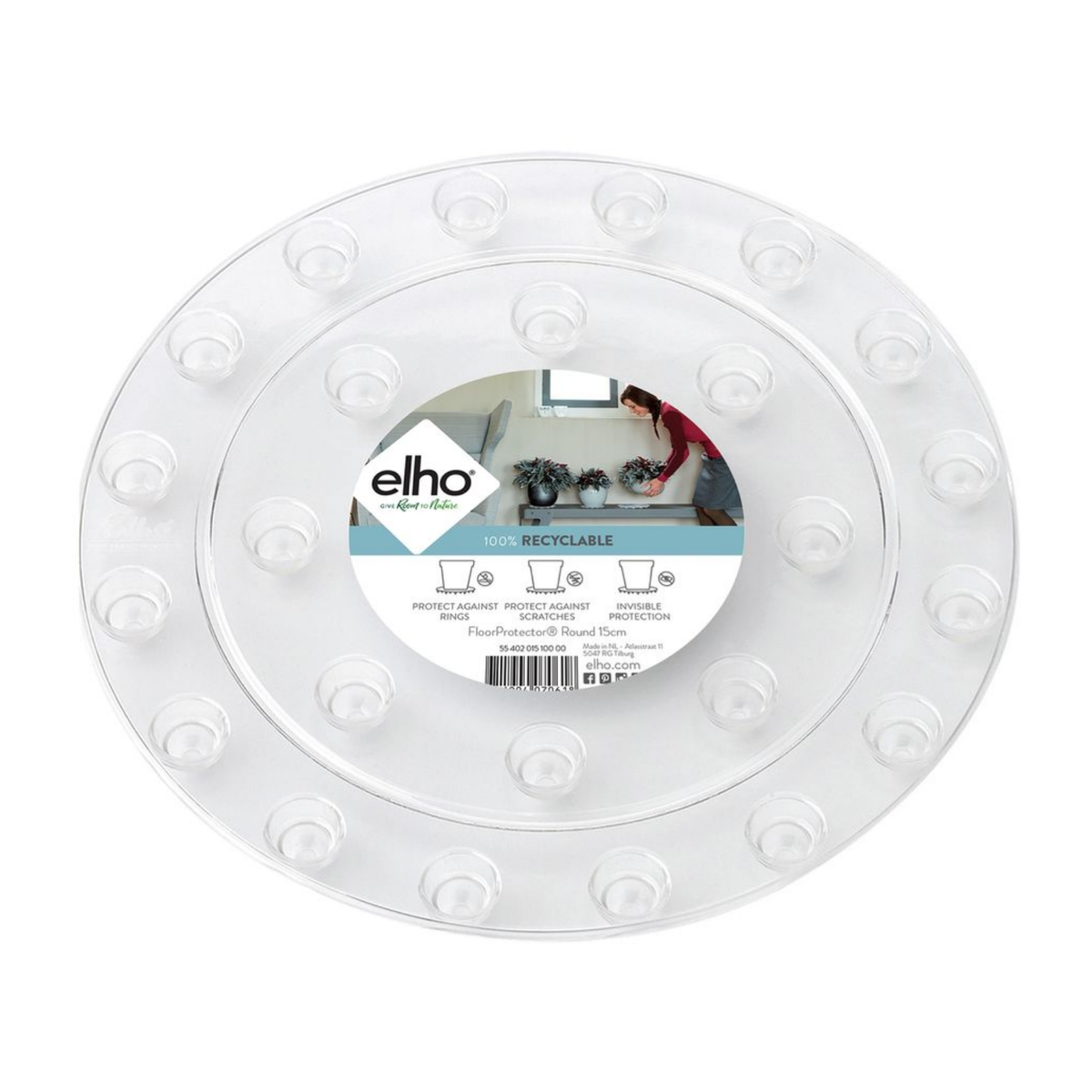 Elho Floorprotector Rond Transparant 25 x 2 cm